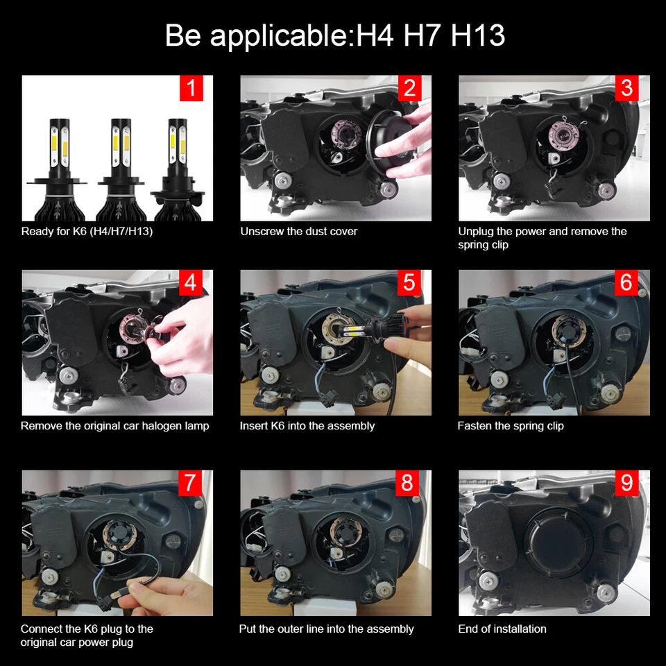 Faro LED alto/bajo para Mercury Grand Marquis 2006-2011 - 4 piezas + bombillas antiniebla Foto 2 de 4