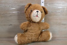 Vintage Plush Brown Teddy Bear Brown Eyes Black Felt Nose Faux Mohair Sitting 8"