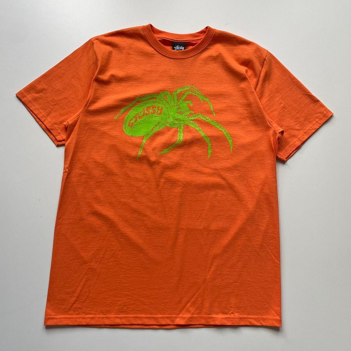 Stussy Spider Widow Graphic Shirt Men's Medium Coral Orange Stussy Spider Widow Graphic Shirt Men's Medium Coral Orange