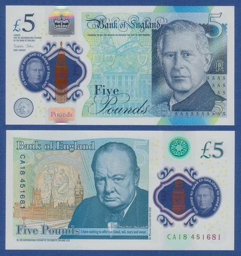 GREAT BRITAIN 5 Pounds 2023 (2024) UNC P. NEW King Charles