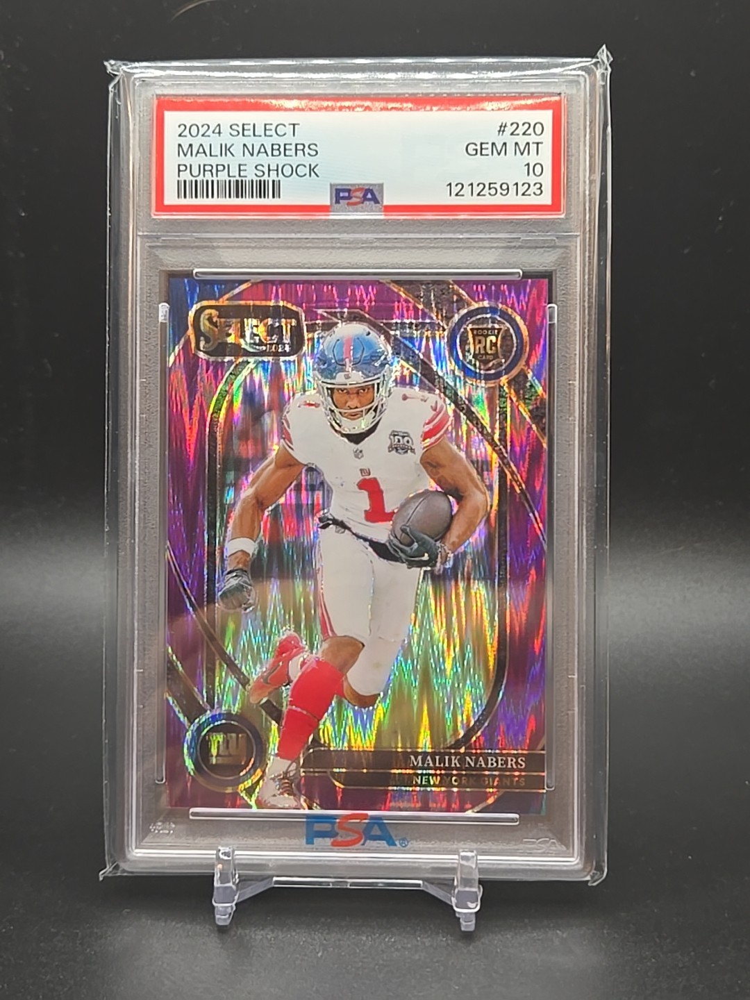 2024 Panini Select - Club Level Malik Nabers #220 Purple Shock Prizm 29/360 (RC)