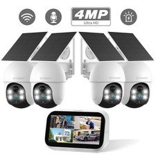 Solar Wireless Security PTZ IP Camera System WIFI NVR Monitor Home Outdoor CCTV