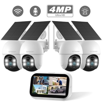 4MP Solar Wireless Home  PTZ IP Camera System WIFI NVR Monitor Home Outdoor