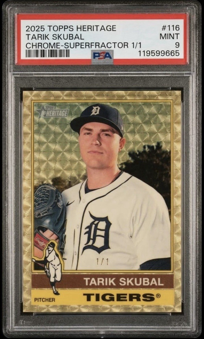 2025 TOPPS HERITAGE CHROME TARIK SKUBAL SUPERFRACTOR 1/1 PSA 9