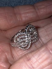 Sterling Silver Plated Synthetic CZ Infinity Knot Ring Size 9