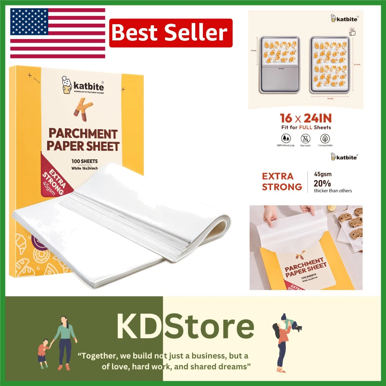 Extra Strong Non-Stick Parchment Sheets 16x24 Inch - 100 Count Baking Essentials