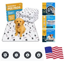 Washable Pee Pads for Dogs - Waterproof Reusable Puppy Pads with Anti-Slip Ba...