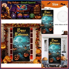 Halloween Door Cover Decorations 6x2.9 Ft Door Banner Polyester Indoor Outdoor