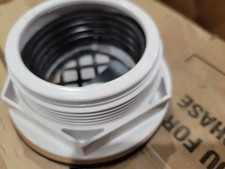 Oatey Round No-Caulk White PVC Shower Drain w/4-1/4 in. Round Snap-In Stainless