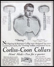 1908 CORLISS-COON Men's Collars "Outing" Edwardian Clothing Vtg PRINT AD