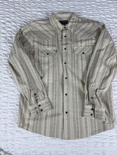 Gibson Trading Company Men  s Western Pearl Snap Shirt Medium M Tan Black LS