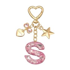 Cute Initial Letter Keychain, Letter S Keychains for Women Girls Bling Pink