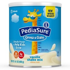 PediaSure Grow  Gain Shake Mix, Vanilla, 14.1 ounce Can, Powder, 1 Count, 66959