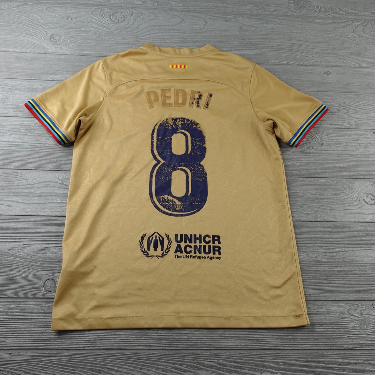 Nike Dri-Fit Jersey Mens Yellow FC Barcelona Spotify Pedri 8