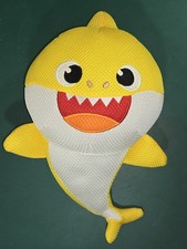 Baby Shark Bath Toy Yellow White Mesh 11" Used