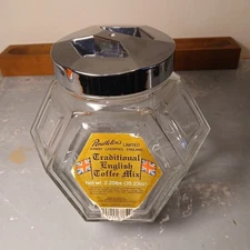 Vintage Pendleton's English Toffee Countertop Glass Chrome Canister MCM England