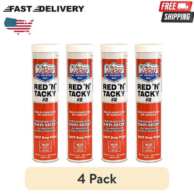 (4 pack) Lucas 10005 Red N Tacky EP Grease Multi-Purpose Lubricant 14 Oz