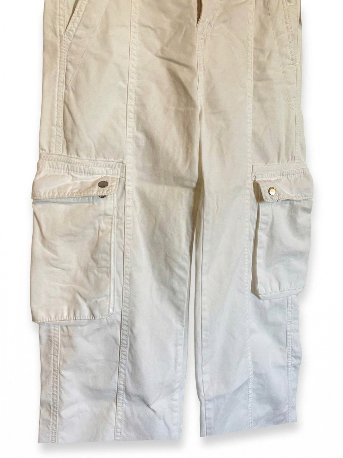 Teen White Cargo Pocket Straight-Leg Long Pants image 4