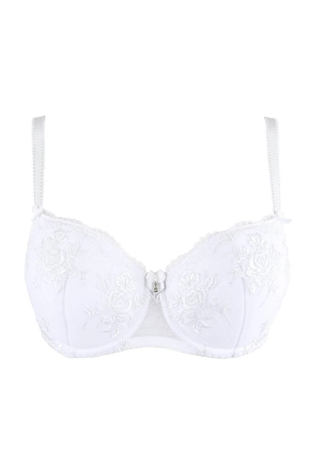 Designer Axami Elizabeth Push-up Bra Balconette White Embroidery Floral Pretty - Image 4 of 4