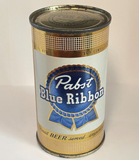 PABST BLUE RIBBON BEER FLAT TOP CAN Brewed at NEWARK NEW JERSEY VANITY LID!