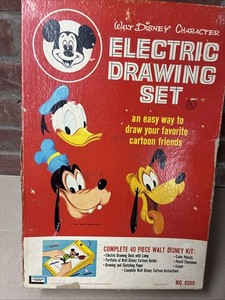 Lakeside Disney Character Electric Drawing Desk & Sheets Mickey Mouse Set 1965
