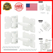 Self Closing Gate Hinge White Heavy Duty 90&deg; Adjustable Wood Vinyl PVC Spring