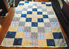 VINTAGE HANDMADE SQUARE/RECTANGULAR PATCHWORK COLORFUL QUILT FLORAL,STARS,PLAID