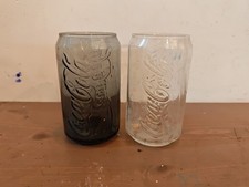 2x McDonald’s Coca Cola Smokey Grey And Clear Transparent Can Glasses Pair 