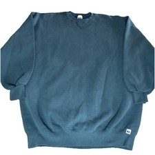 Vintage 90s Russell Athletic Blank Crewneck Sweatshirt Men's XLT Green USA 50-50