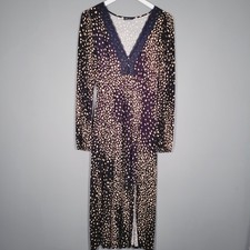 WALLIS DRESS SIZE 10 BLACK TAN LACE NECK KNEE LENGTH SHIFT WT32