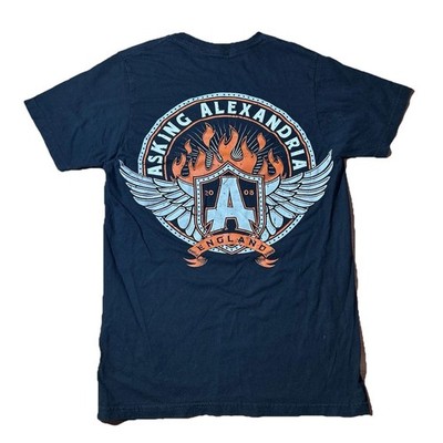Asking Alexandria Band T-Shirt Medium 2008 England Fire Flames Wings Metal Rock