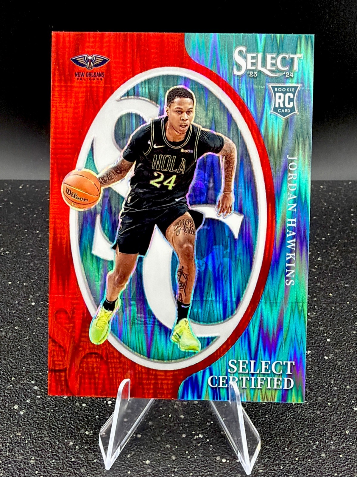 2023-24 Panini Select Certified Red Flash Prizm #17 Jordan Hawkins 95/99
