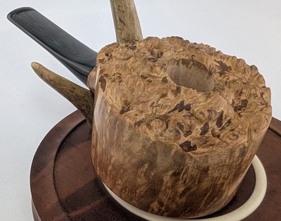 Straight Grain Pot Shaped Briar Smoking Pipe w/Ebonite Stem  by Whitaker Werks