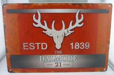 Dalmore Whiskey Tin Sign Stag Head Bar Decor Aged 21 Years Style READ