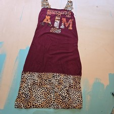 Texas A&M Upcycled Leopard Print Game Day Dress Red Small T Shirt Midi Handmade