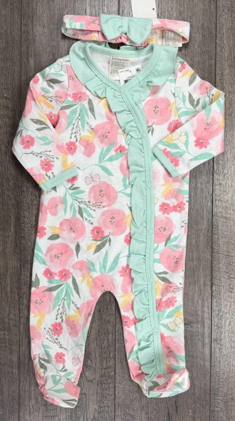 Baby Girl Clothes New First Impressions 3-6 Month 2pc Floral Footed Outfit