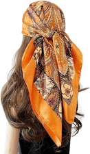 Large Square Head Satin Scarf Silk Feeling Hair Scarf 35"Head Scarves Bandana fo