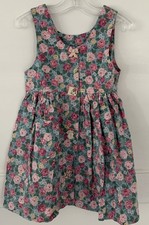 Handmade Youth M Little Girls Sleeveless Dress Vintage Multicolor Button Front