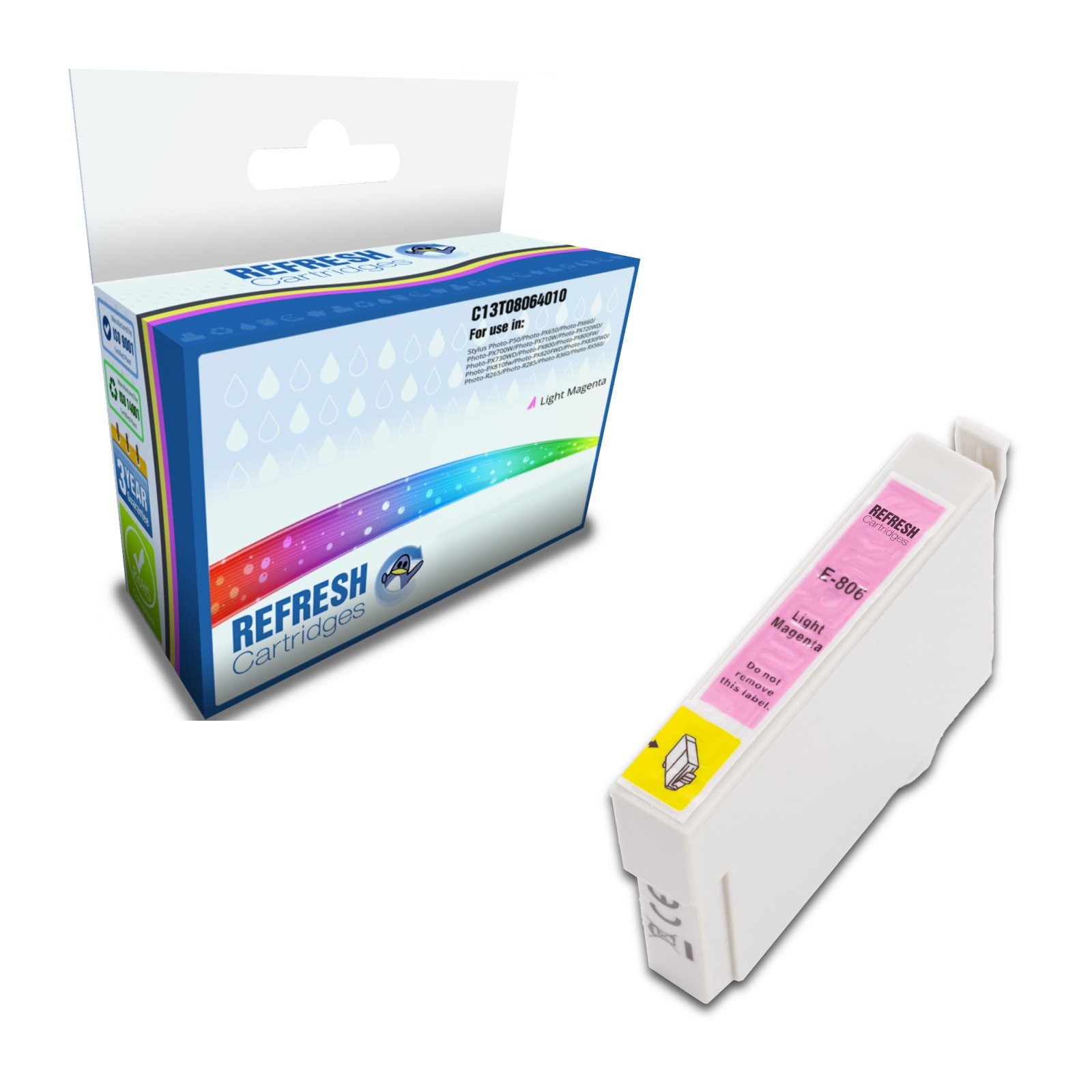 Refresh Cartridges Light Magenta T0806 Ink Compatible With Epson Printers