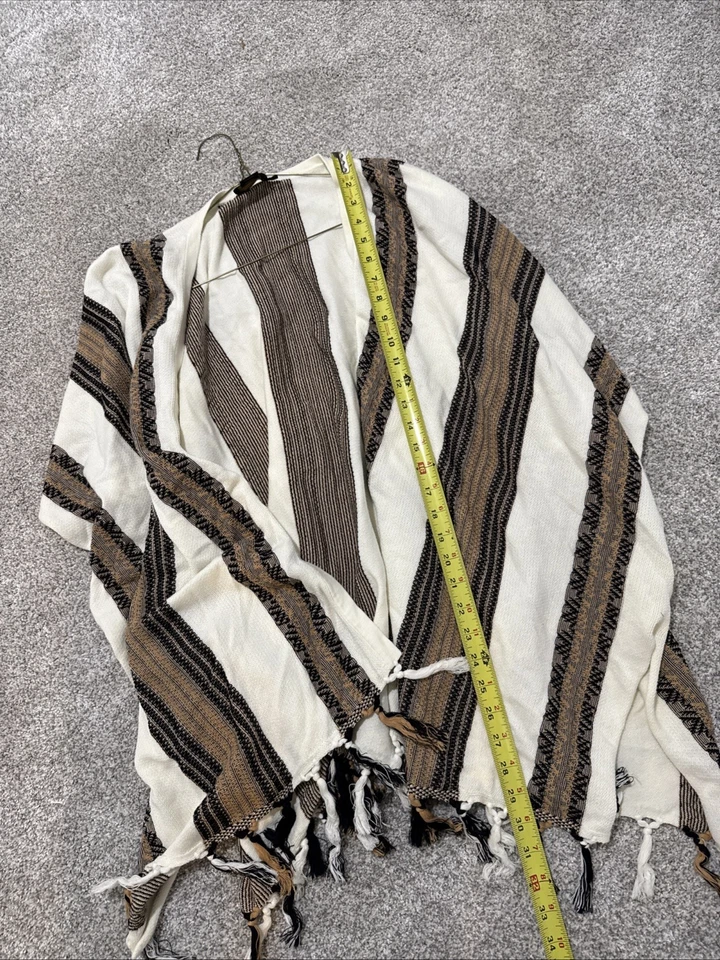 Poncho Pendleton Para Mujer Acogedor Chal Envolvente Flecos Lana Rayas Tribal Marrón L/XL Foto 4 de 4