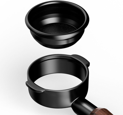 2.3 Roestvrijstalen bodemloze portafilter met ergonomisch houten handvat, compatibel met Flair 58, Ecm, Rocket, Synesso en meer
