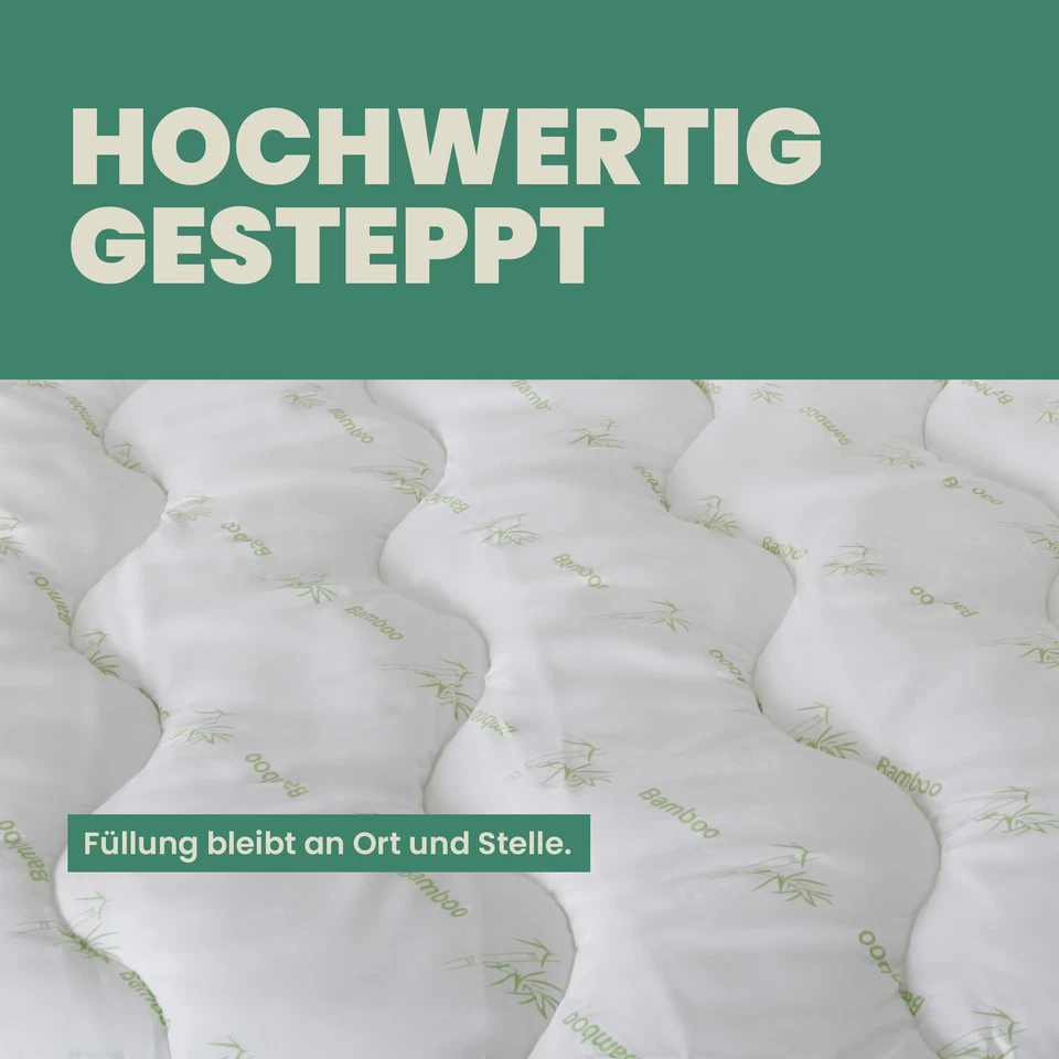 Zudecke 2 Größen Bamboo Steppbett , atmungsaktive Bettdecke mit Bambusfasern - Bild 3 von 4
