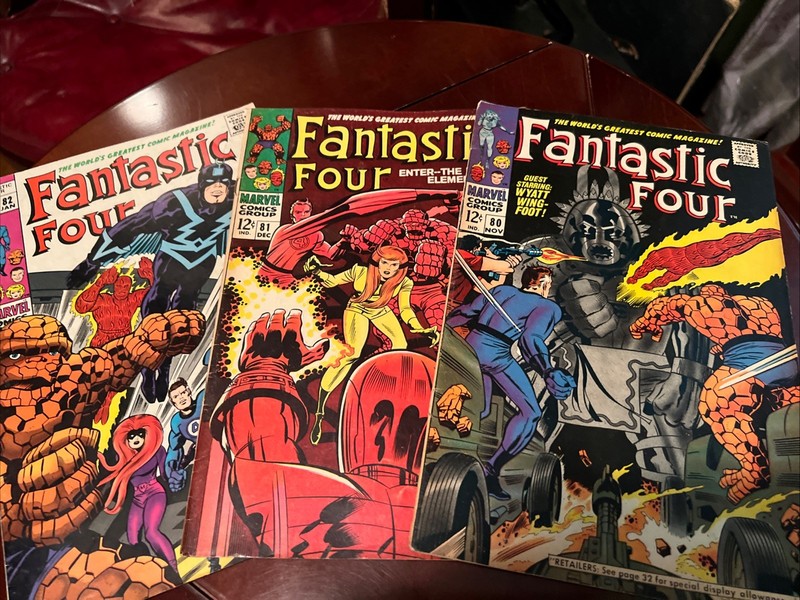 Fantastic Four Lot Classic Kirby covers, #80,81,82 Good Condition Readers