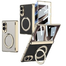 For Samsung Galaxy Z Fold 8 360 Ring Stand Leather Rugged Case W/ Screen Film