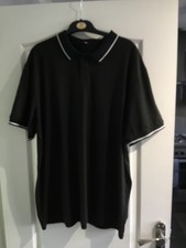 mens black polo shirt with white rim round sleeves and collar, size 3XL by Shein