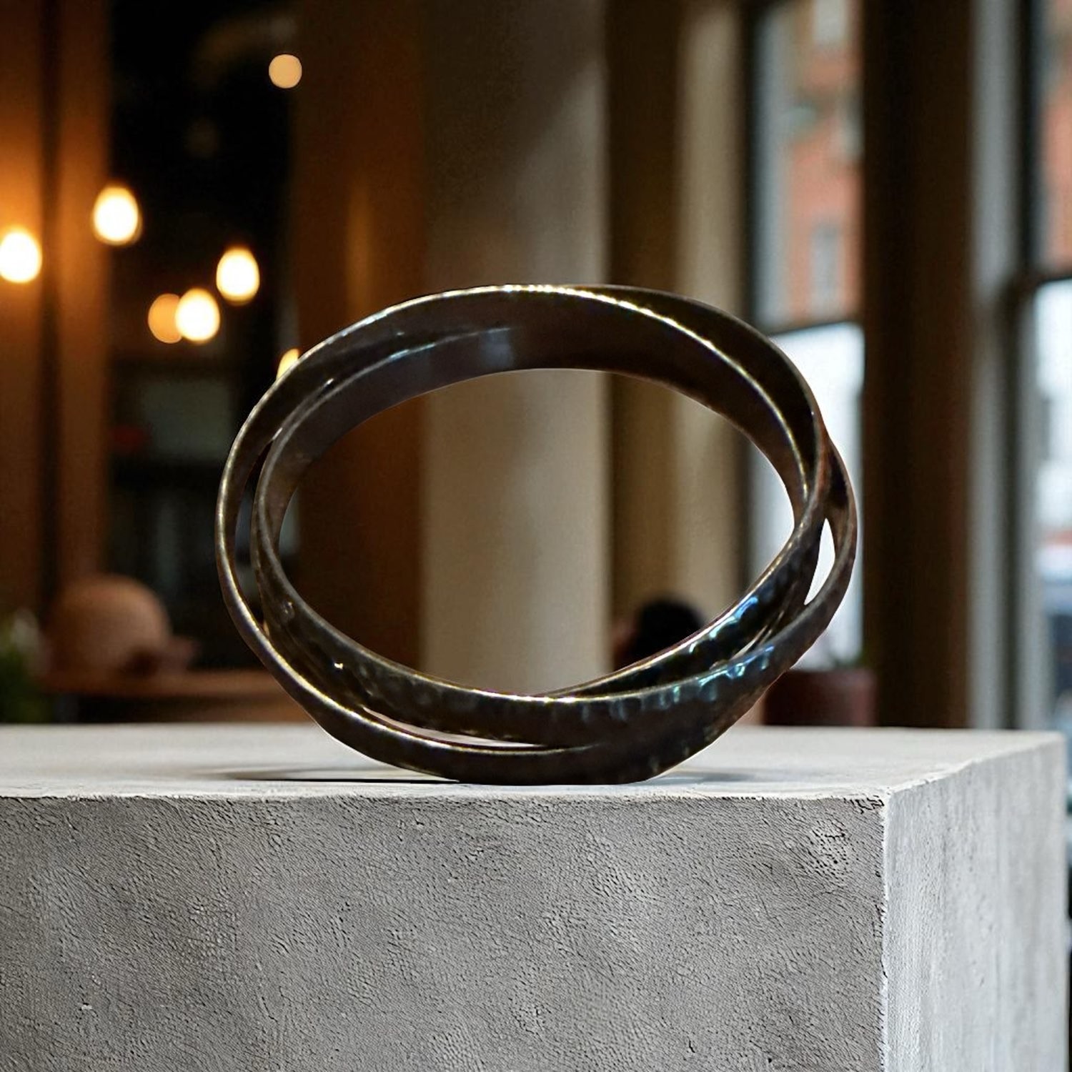 Triple Interlocking Bangle Bracelets Dark Brown M… - image 1