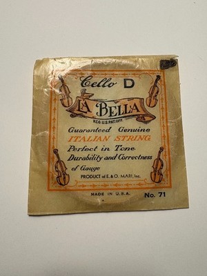LA BELLA No. 71 Plain Gut 4/4 Cello D String SINGLE - New Old Stock, Unused USA