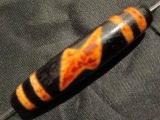 Good Quality Rare Tibetan Natural Agate Dzi Lightning W/5Eyed Bead RR090