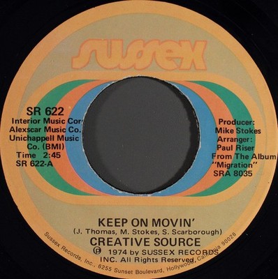 Creative Source - Keep On Movin' - Used Vinyl Record 7 - G8100z