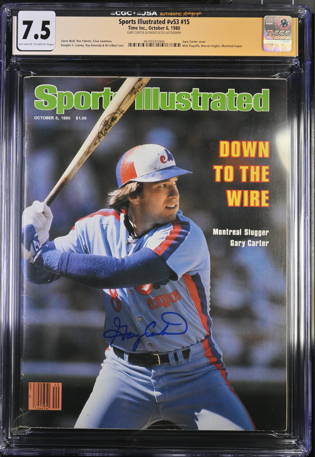 1980 Sports Illustrated Newsstand Gary Carter signed 1st Cov